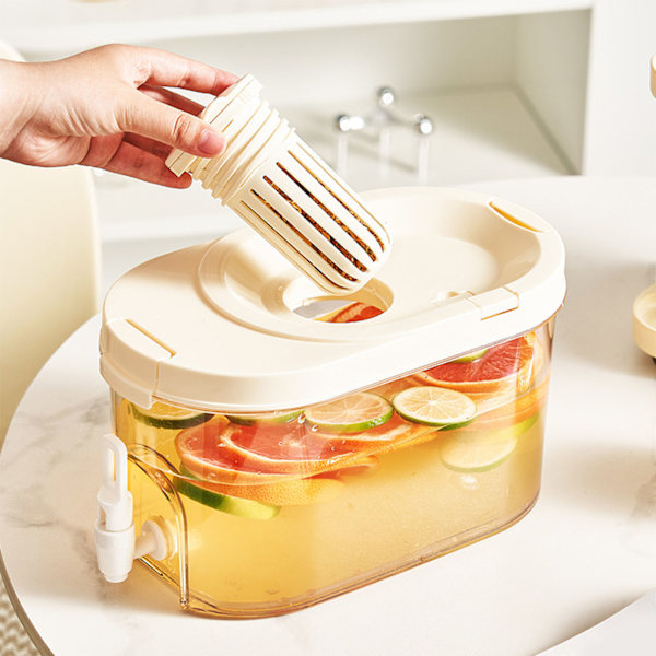 Plastik Drikkevare Dispenser Drikkevare Dispenser Kold Drikkebeholder til Frugt Tekande Lemonade Drikkebeholdere Køkken Hjem Elliptisk