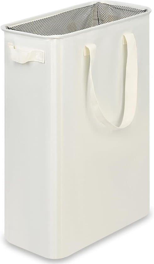 Laundry Basket - Slim Laundry Hamper with Handles - Foldable Laundry Basket for Dirty Clothes - 20 x 40 x 60 cm - Off-white