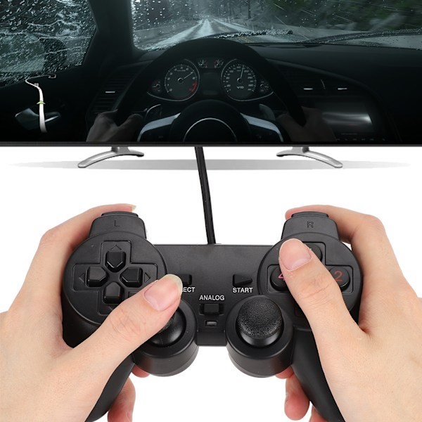 208-2 USB Vibrations Dubbelverkande Gamepad Spelkontroll Joystick för PC Dator