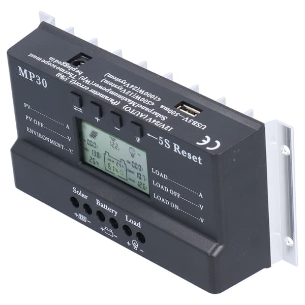 Solar Charge Controller 30A 12/24V LCD Display Baggrundslys Kredsløbsbeskyttelse USB-port MPPT PWM Batteriregulator
