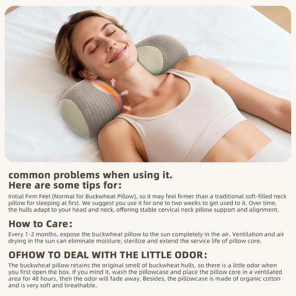 Buckwheat Pillow for Neck Support and Better Sleep - Single Pack (15 x 45 cm) [Single Pack]