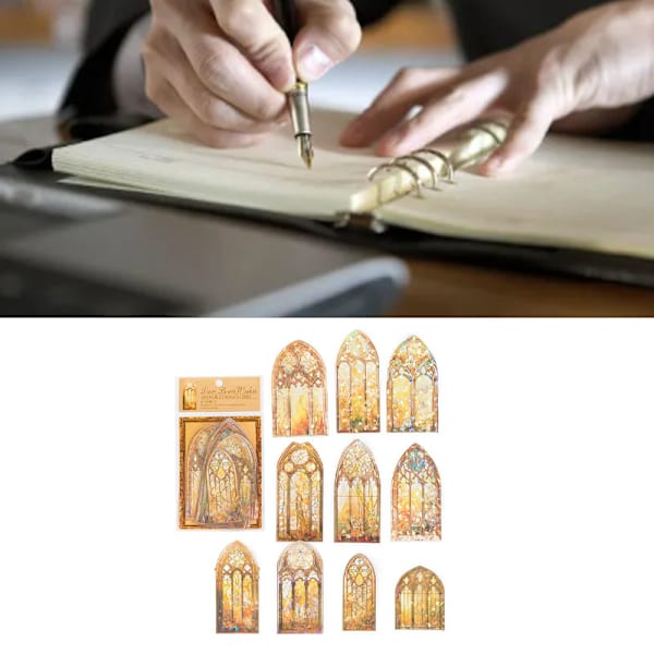 10 st Holografiska Scrapbook Stickers 3D PET Stark Färg Fönsterdesign Lätt Att Applicera Estetiska Stickers för Journal Anteckningsbok Gul