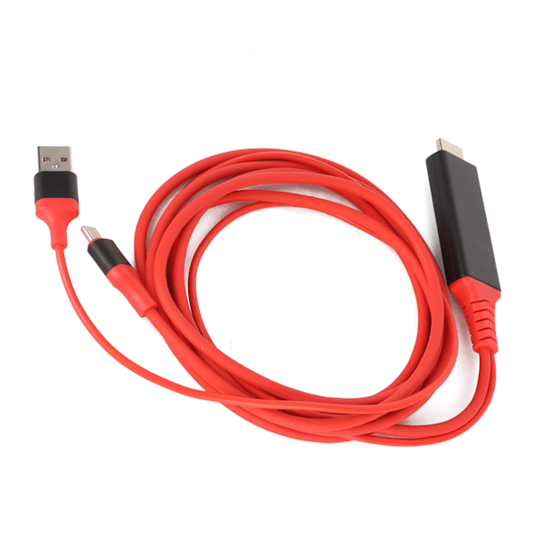TypeC - High Definition Multimedia Interface -sovitinkaapeli USB 3.1 Puhelimesta TV:seen Latausjohto (Punainen)