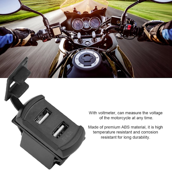 12-24V 5V Dobbelt USB-oplader Stikkontakt Voltmeter LED-display til Motorcykel Smartphone Tablet