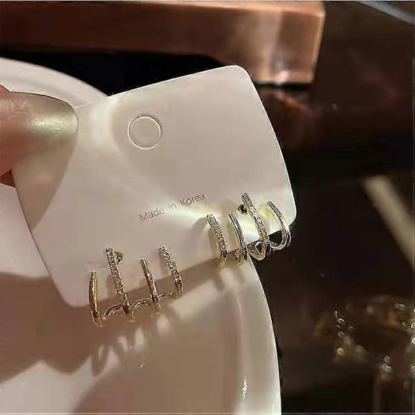Guld Zircon Øreringe Stud Claw Ear Cuff Wrap Piercing Smykker Kvinde Gave, 1 par