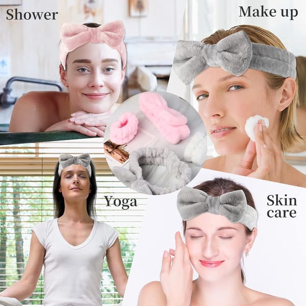 12-delt sæt ansigtsrensehårbånd og armbånd - bløde mikrofiber spa-hårbånd til bad og makeup