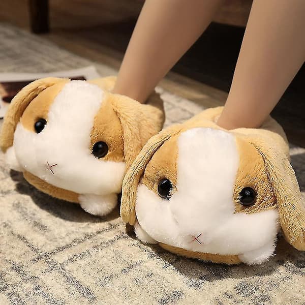 【NX】Plys Varmforede Dyreformede Hjemmesko Gul Hamster