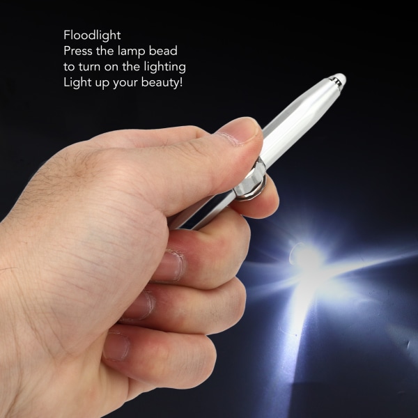 Fingerspiss lysende gyro kulepenn Fingerspinnende skrivepenn med LED-lys for å frigjøre stress Sølv Silver