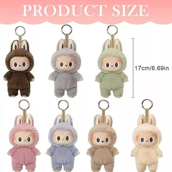 Blind Box Overraskelse! Pop Mart Raboo Plys Nøglering - 17cm Macaron Monstre #6