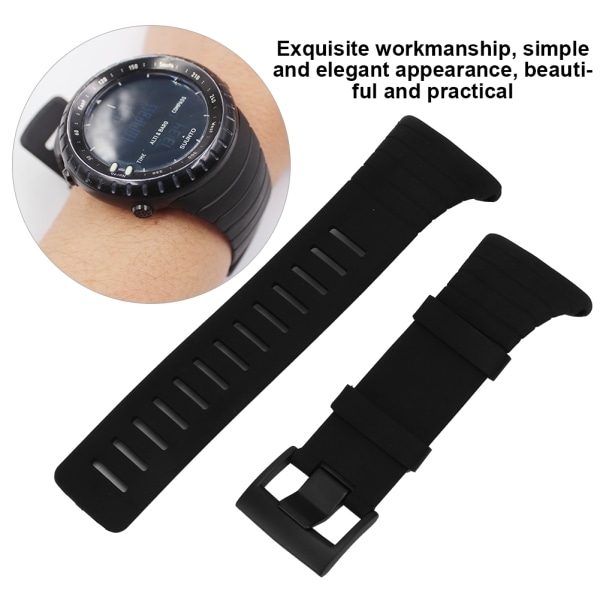Yleiskäyttöinen kumikellon ranneke Suunto Core -kelloon, musta