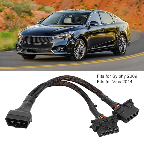 1 till 2 OBD-adapter, Y-kabel, förlängningssladd, bilscanningsverktyg