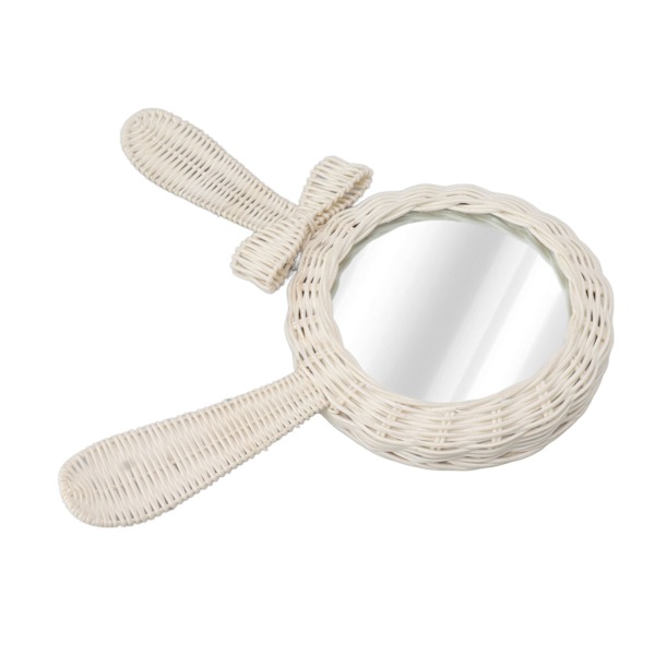 Dekorativt Speil Hvit Kaninformet Retro HD Rattan Speil for Baderom Soverom