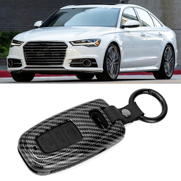 Sort Carbon Fiber Stil Fjernbetjenings Nøglehus Etui Cover Passer til A6 Q5 A5 A7