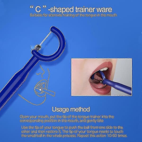 Tongue Tip Lateralization and Elevation Training Tool for Kids, Tongue Tip Exercise, Oral Muscle Training, Autism, Speech Therapy (Blue, 1 Set)