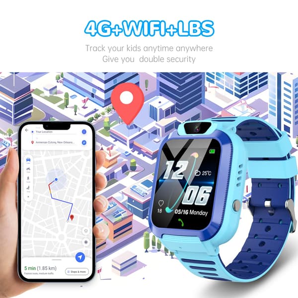 Smartklokke for barn med 4G, GPS, SIM-kort og telefonsamtale