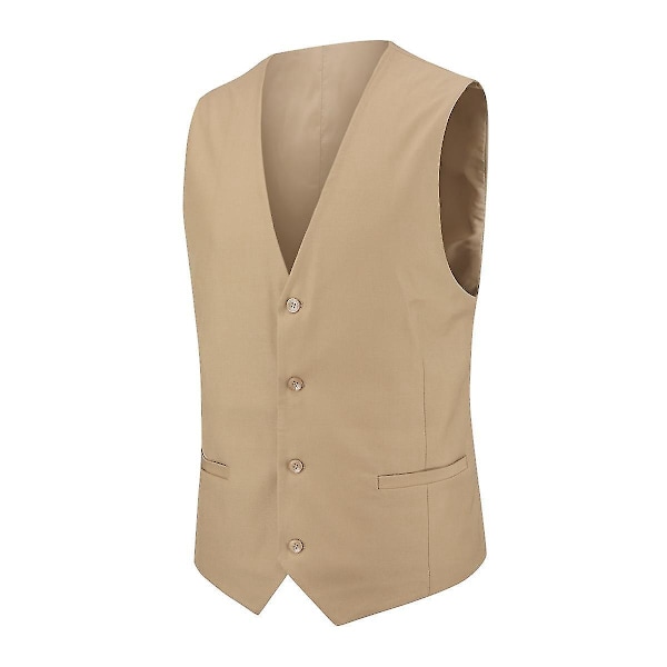 Solid Color Slim Fit Business Formal Vest for Men in 13 Colors XS Beige