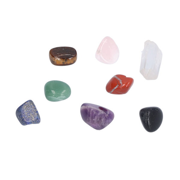 8 Sorters Kristall Ädelstenar Healing Chakra Balans Sten Set med Förvaringspåse för Hemmakontor