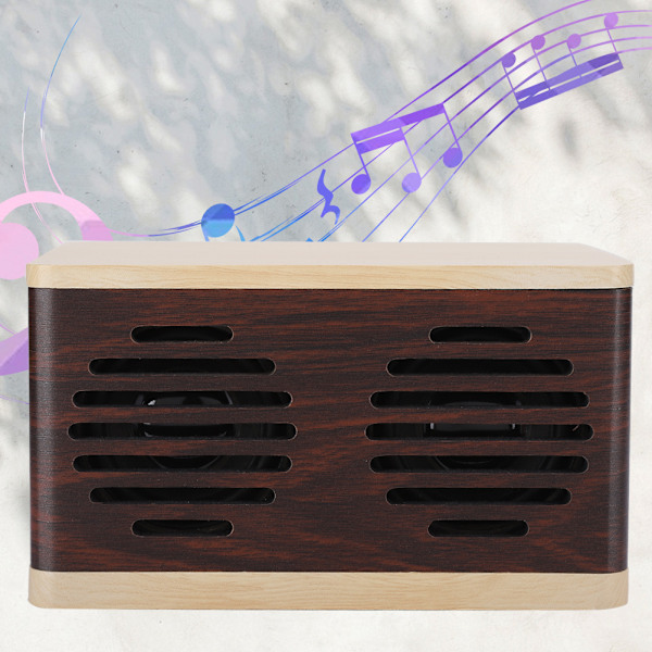 D7 Puuta jäljittelevä kannettava subwoofer-minikaiutin Bluetoothilla, audio- ja latauskaapelilla