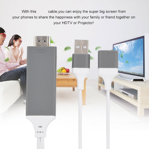3 Farver Telefon til HDMI Kabel til IOS Interface Digital AV Adapter 1080P Plug Play til IOS Android Hvid