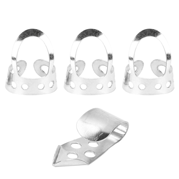 Fingerplektrum Metall Justerbara Ihåliga 3st Pekfinger 1st Tumme Banjo Gitarr Ukulele Delar (Silver)