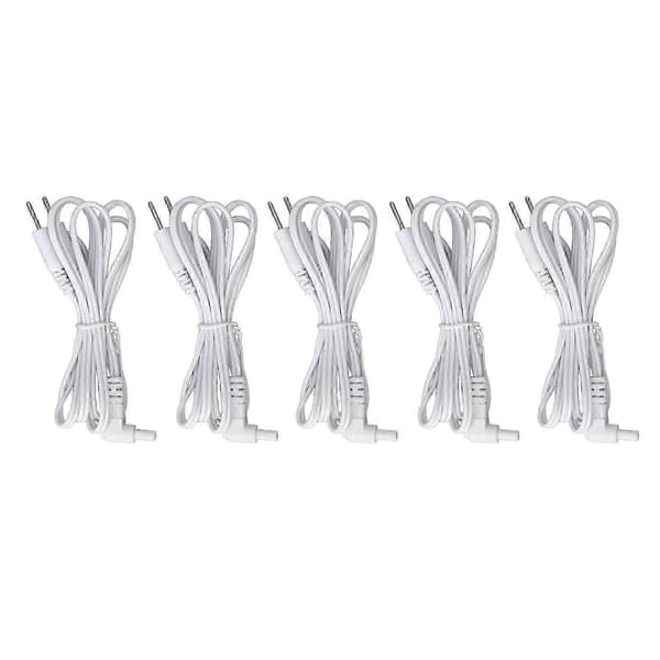 5 pcs Replacement Electrode Cables 2.35mm 2-Pin Connector Electrodes Lead Wire for TENS Massager White