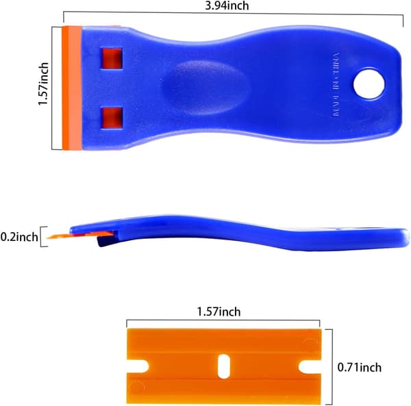4 Pieces Plastic Razor Blade Scraper and 120 Pieces Plastic Razor Blades, Cleaning Scraper Tool for Removal, Glue, Sticker, Decals, Glass, Label, Car Window