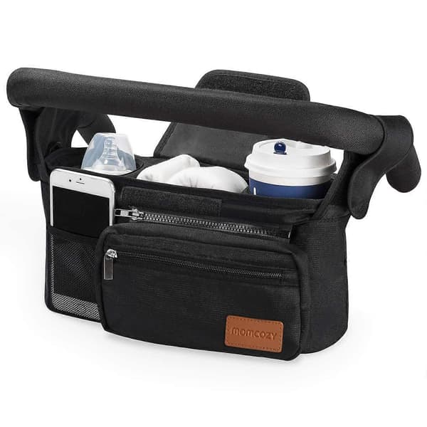 Universal Stroller Organizer with Insulated Cup Holder/Mug Holder, Stroller Bag for Stroller with Zipper Pocket, Shoulder Strap and Storage