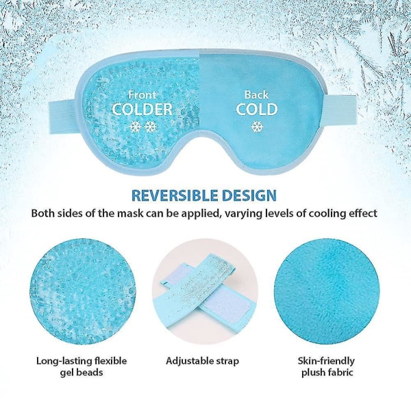 Blå gjenbrukbare gel øyeplaster med plysj bakside for hodepine og migrene