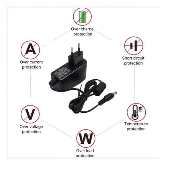 12V 1A DC strömadapter, lämplig för IP/CCTV-säkerhetskameror, Ingång: AC 100V-240V/50 eller 60Hz/0.4A