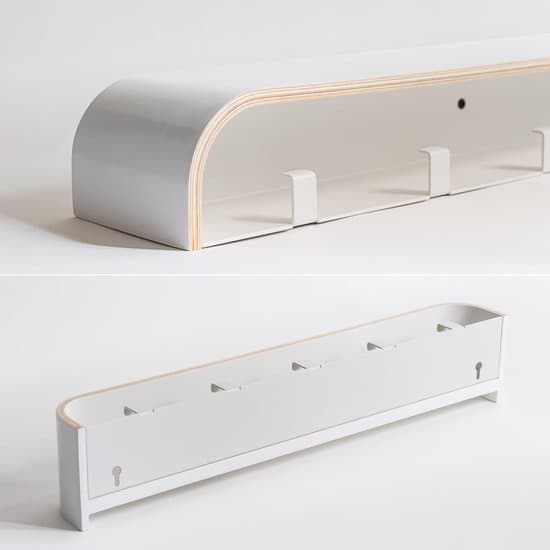 Wall Shelf - Coat Rack with Hooks - Coat Hanger - Storage Shelf - Hidden Hooks - Wood - White