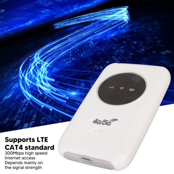 4G LTE USB WiFi-modem 300 Mbps olåst 5G WiFi SIM-kortplats Inbyggd 3200MAh  trådlös bärbar WiFi-router d86a | Fyndiq