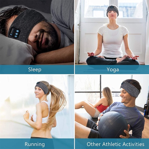 Trådløse sovehovedtelefoner, Bluetooth Sports pandebånd til Yoga, Meditation, Running Black