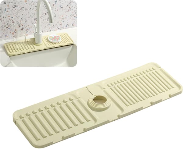 Faucet Mat for Sink - Upgraded Premium Silicone Splash Guard with Quick-Drying Properties - Stone Sinks in Kitchen and Bathroom