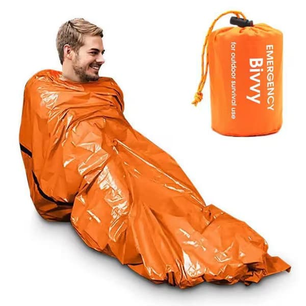 4-pack Vattentät Termisk Nödsovsäck för Utomhusbruk Camping Överlevnad Bivacksäck Orange