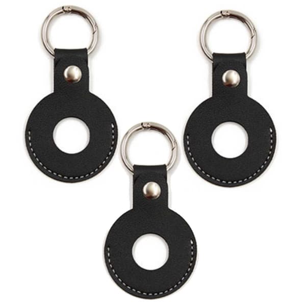 3-Pack Apple AirTag Case Svart PU Läder Läder svart black