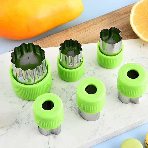 Home Vegetable and Fruit Cutter Set - Green - 9-Piece Set in a Bag