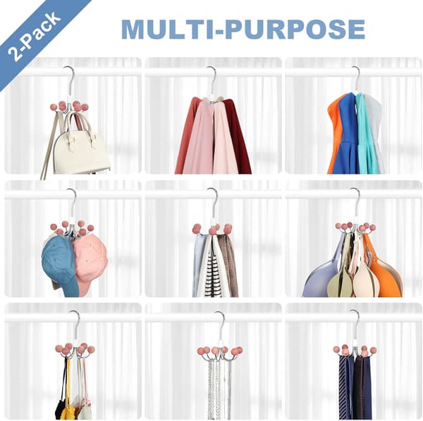 360-degree rotating hanger, scarf hanger, wardrobe hook, handbag organizer