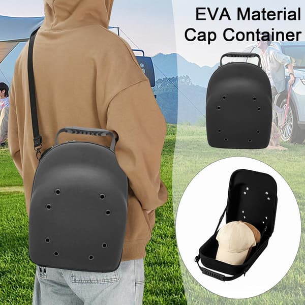 Hat Travel Case - Hat Box with Carry Handle and Shoulder Strap, Storage for 6 Caps, Cap Storage Bag Perfect for Travel and Wardrobe