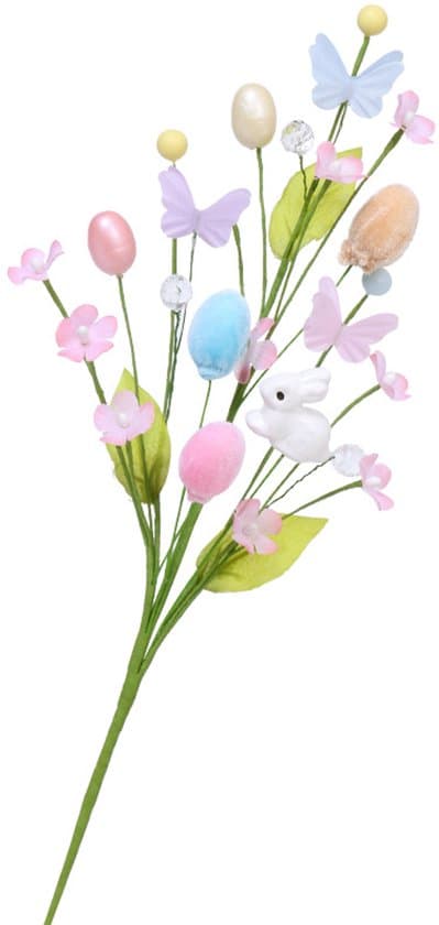 Easter Decorations - Artificial Rabbit and Egg Arrangement - DIY Party Bouquet Supplies - Easter Party Decor - 46 cm (3 Stems)