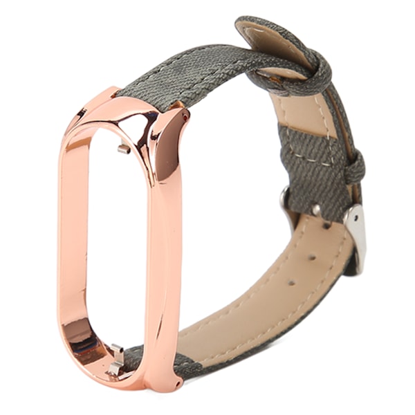 Klokkereim Stoff Justert Pustende Smartklokke Erstatningsreim for Mi Band 7 Grått Stoff Rose Gullfarget Etui