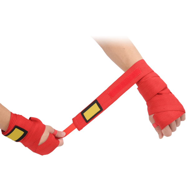 1 Par Boxningslindor Bomull Muay Thai Elastic Handlindor för Män Kvinnor Röd