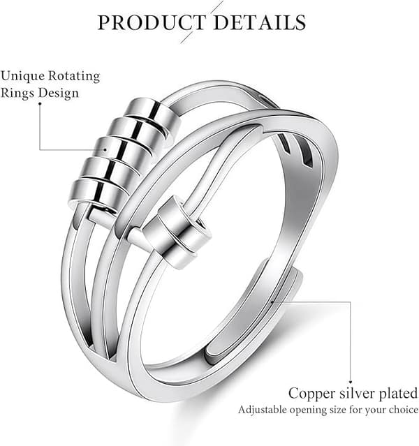 6 stk. Fidget Angstringe Justerbart Ringsæt Justerbare Ringe Fidget Ringe Dame Perlebånd, Stabelbare