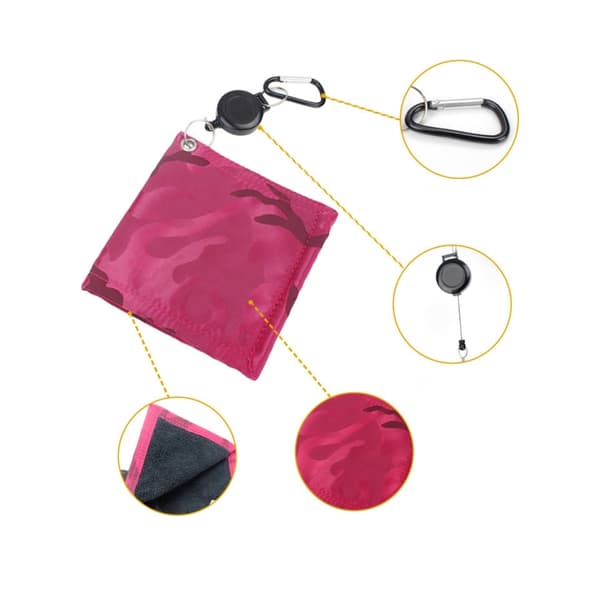 Easy-Draw Golfservietter til køller og bolde – Kompakt, fløjlsforet, holdbar (pink)