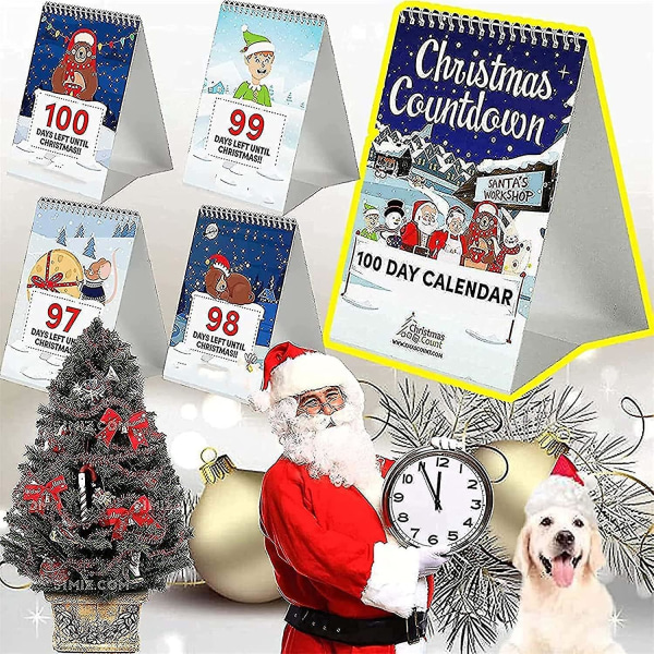 100 dagars julnedräkningskalender 2022 Bli upphetsad inför julen Söt karaktär Specialdagars nedräkningskalender, hemmakontorsrum Säsongsdekorationer