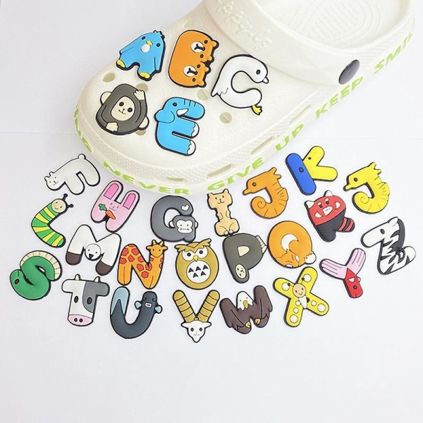 Cartoon Letters Shoe Charms - 26st set för Crocs - Perfekt festpresent för tonåringar, män och kvinnor