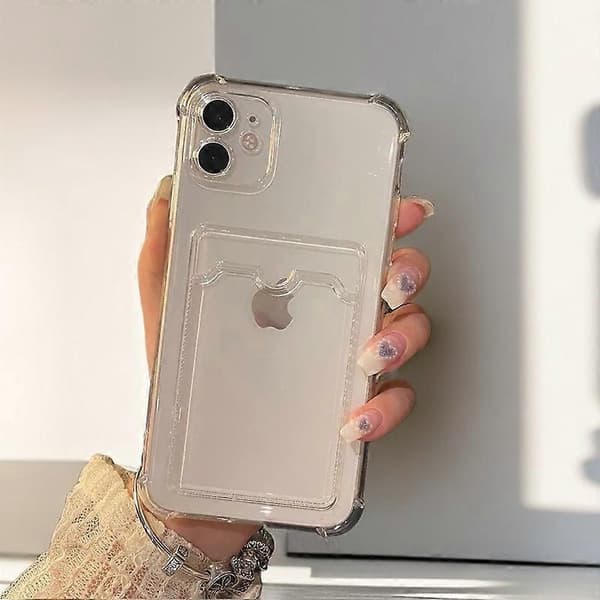 iPhone 12 puhelinkotelo korttipidikkeellä TPU läpinäkyvä