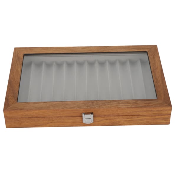 Træ Fontæne Pen Display Case Organizer Valnød Træ Opbevarings Gaveæske til 12 Penne Display