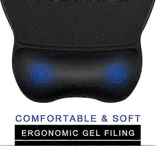Ergonomisk musematte med håndleddsstøtte, gelmusematte med sklisikker PU-base, musematte håndleddsstøtte med behagelig stoff for arbeid, studier, enkel skriving og
