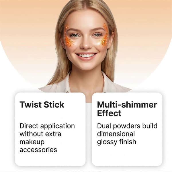 2 stk. Halloween Glitterstift, Orange, til Ansigt og Krop, Festmakeup