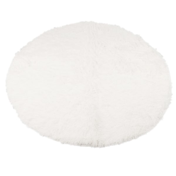 Rundt Plys Tæppe Super Bløde Fluffy Tæpper Anti Skrid Fuzzy Gulvtæppe Moderne Plys Område Tæpper til Stue Soveværelse Hvid
